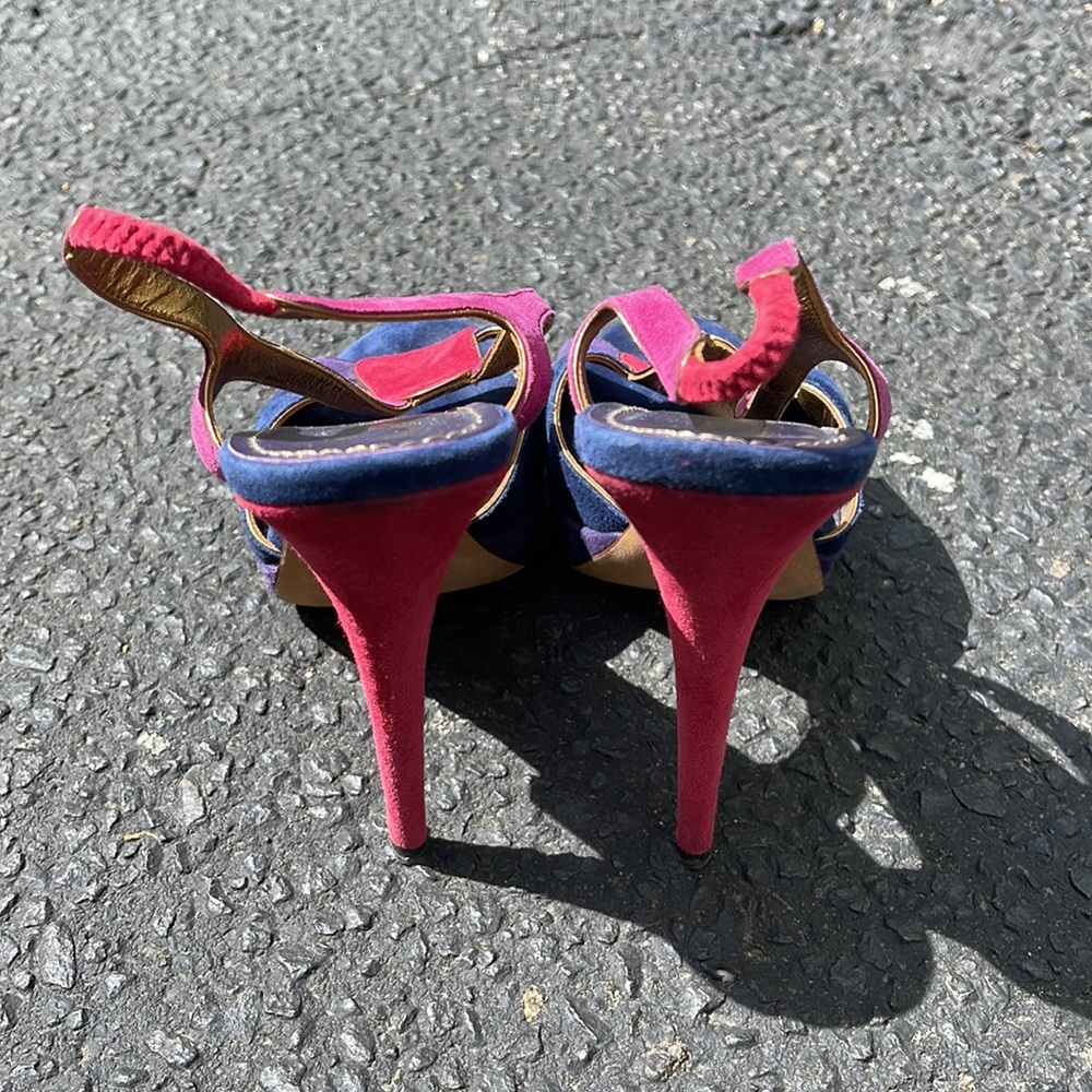 Ysl Multi Color Suede Platform Heels Size 39.5 - image 4